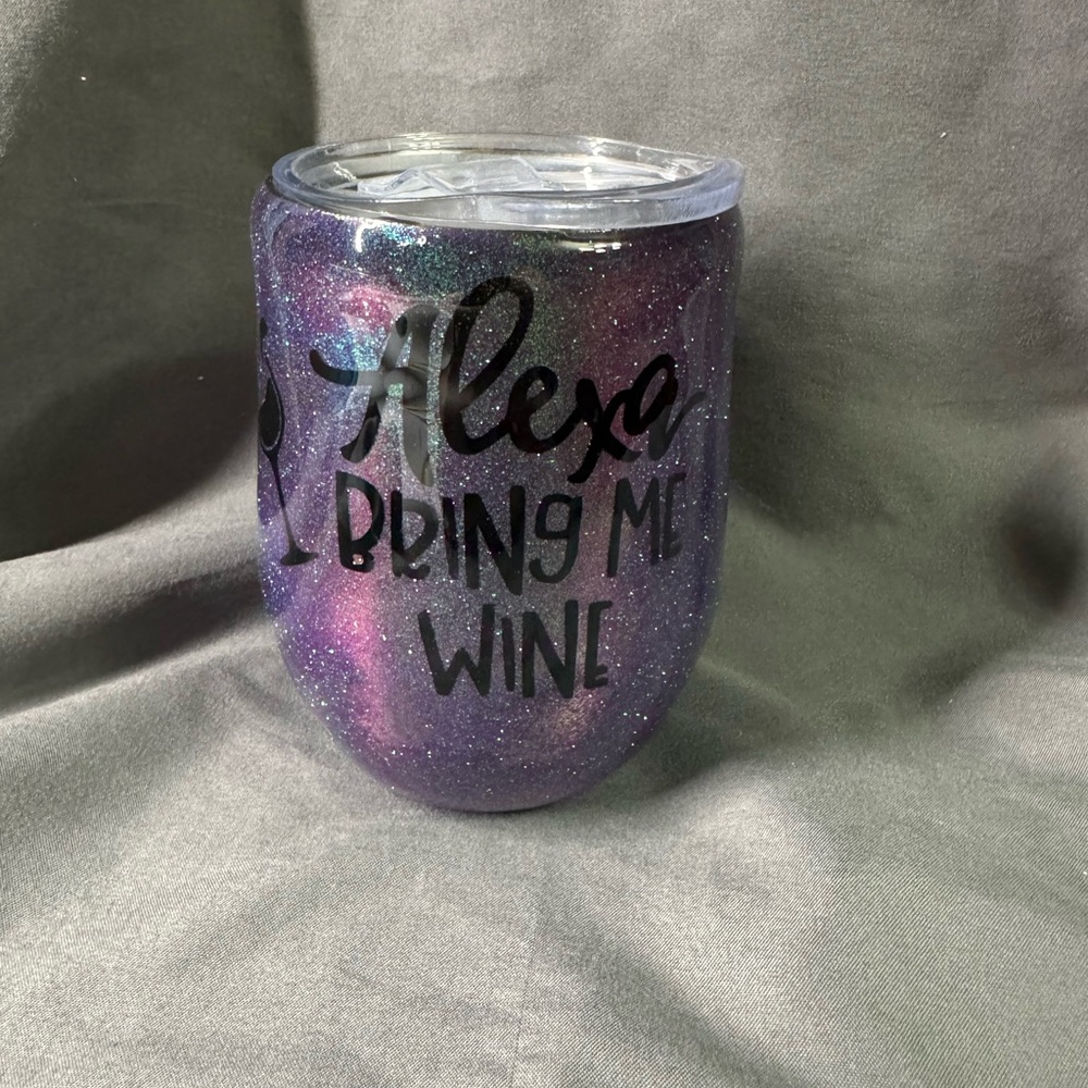 Glittery Purple Wine Tumbler